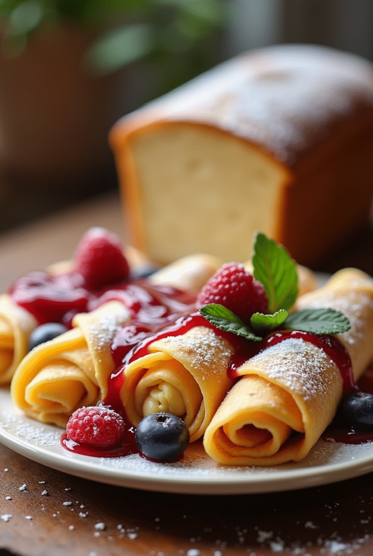 Sweet Cheesecake Crepe Rolls